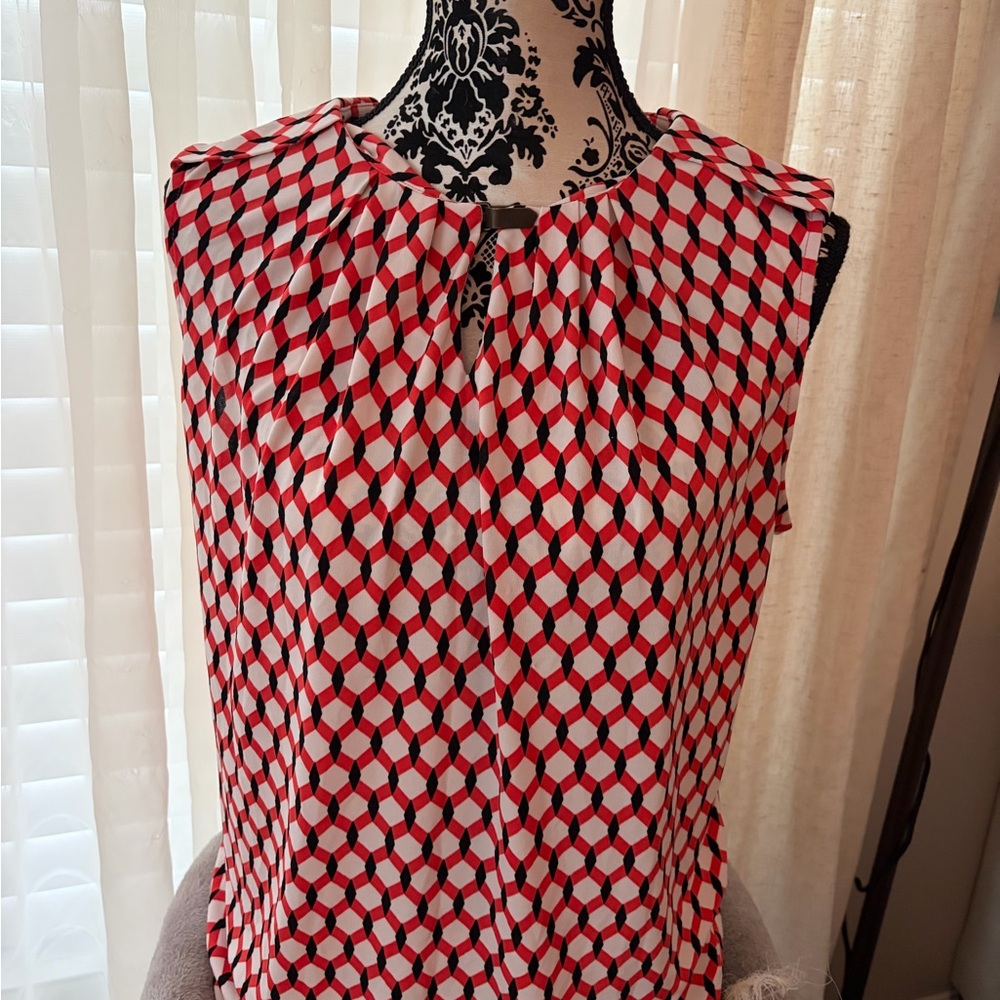 Worthington orange and Black Geometric Top